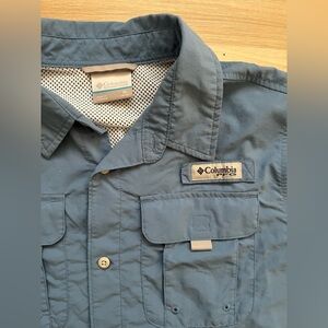 Columbia PFG Blue Button Up Shirt Long Sleeve Fishing/Outdoor Gear Size XL